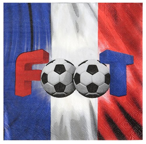 Chal - 20 Serviettes en Papier Foot Tricolore