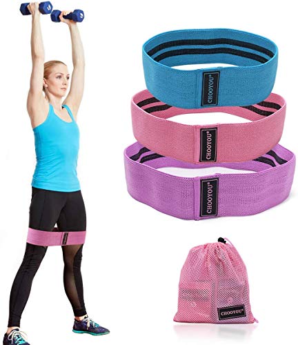 Bandas Elasticas Musculacion, Antideslizantes Bandas de Resistencia de Tela 3 Niveles, Cintas Elasticas para Gluteos, Cadera, Piernas, Brazos, Yoga, Pilates, Fitness, Crossfit, Mujer y Hombre