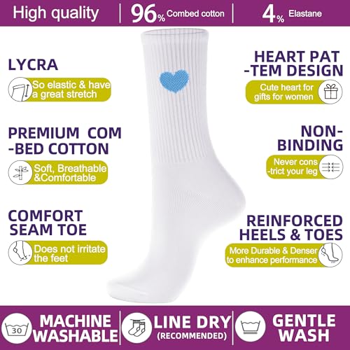 Image of inhees Women's Cotton Crew Socks - 6Pairs Above Ankle Fun Cute Heart Bootie Dress Socks - Gifts for Mother /Her