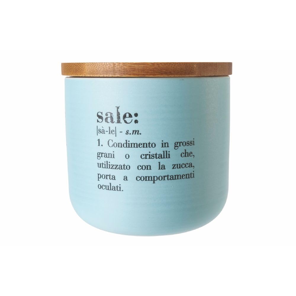 Villa d’Este Home Tivoli Victionary Shades Barattolo sale, Misure: Ø 9,5 x h. 9 cm Capacità: 500 ml, in new bone China con coperchio in bamboo, Verde