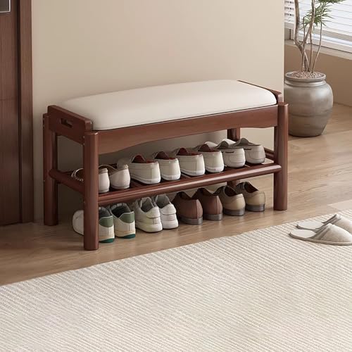 IYUESQ Zapatero tapizado de un Nivel, Estilo rústico, para Sala de Estar, Dormitorio y Pasillo (Blanco Nogal, 80 x 30 x 40 cm).