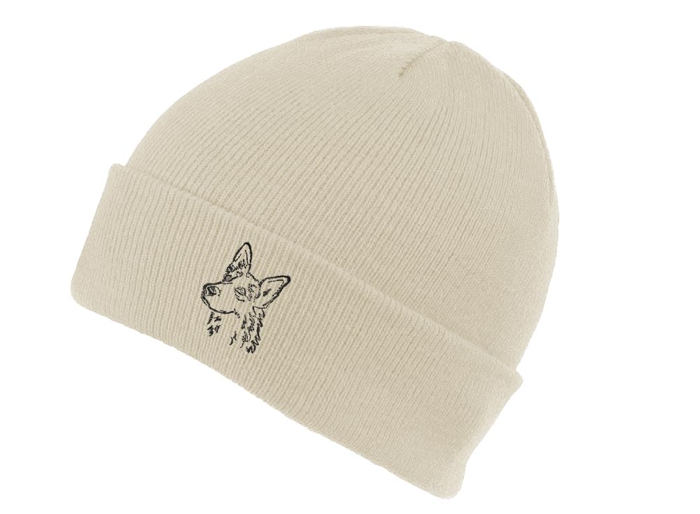 The House Of Dog Unisex Oatmeal The House Of Dog: German Shepherd Dog Owner Gift. Classic Cuffed Beanie Ski Hat With Embroidered Design.