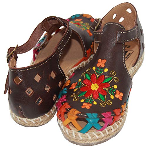 Women’s Floral Espadrille Huarache Sandals, Mexican Leather Huaraches3