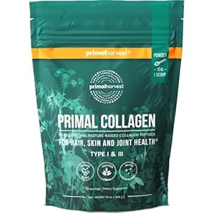 Primal Harvest Collagen Powder for Women or Men Primal Collagen Peptides Powder Type I & III, 10 Oz Collagen Protein…