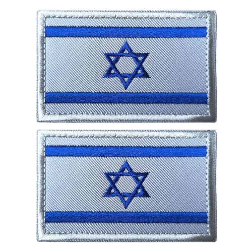 EmWoot 2PCS Israel Flag Patch Embroidered Morale Patch Military Tactical Patches Hook and Loop
