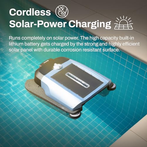 Image of Betta Flex Solar-Powered Robotic Pool Skimmer - Cordless with Dual Cleaning Modes, Soft-Touch Pool Protection. Compatible with Infinity Edge, In-Ground & Above-Ground Pools (Blue)