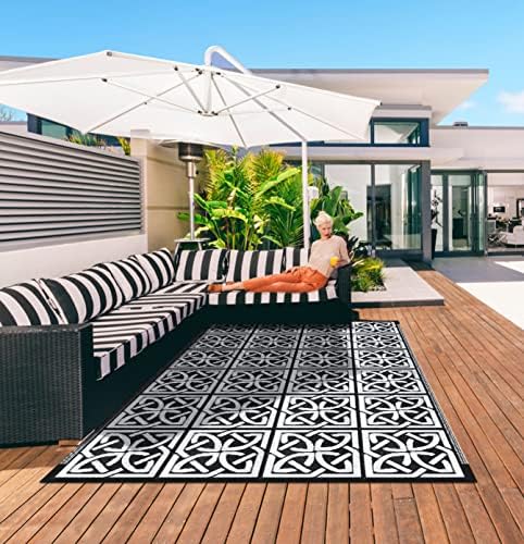 Outdoor Rug for Patio, Waterproof Outdoor Rugs 5'x8' for Patios Clearance, Reversible Indoor Outdoor Rug Carpet, Plastic Straw Rug, Portable Area Rug for RV Camping, Picnic, Beach, Porch, Deck