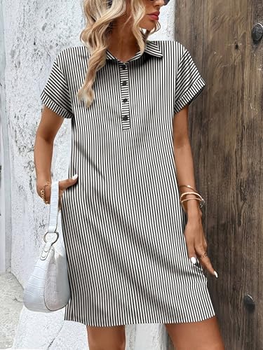 Image of Zeagoo Womens Cotton Shirt Dress Summer Casual Short Sleeve Button Down Beach Cover Up Shirts with Pockets