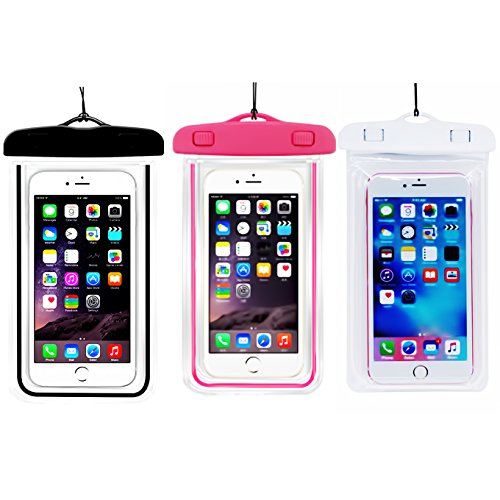 (3Pack) Universal Waterproof Case, CaseHQ IPX8 Waterproof Phone Pouch Dry Bag for iPhone X/8/8plus/7/7plus/6s/6/6s Plus Samsung Galaxy s8/s7 Google Pixel HTC10 up to 6.0