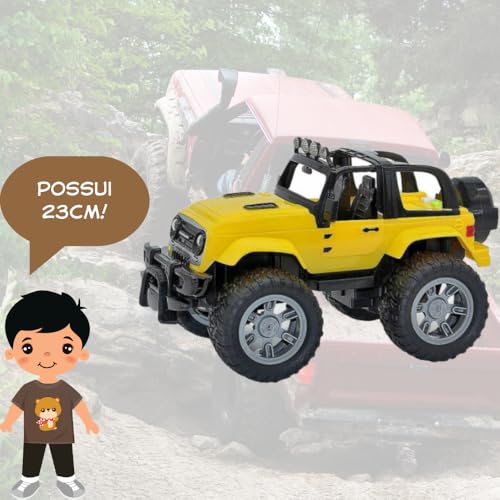 Carrinho Brinquedo Jipe Off Road Luz e Som Fricção Divertido (Amarelo)