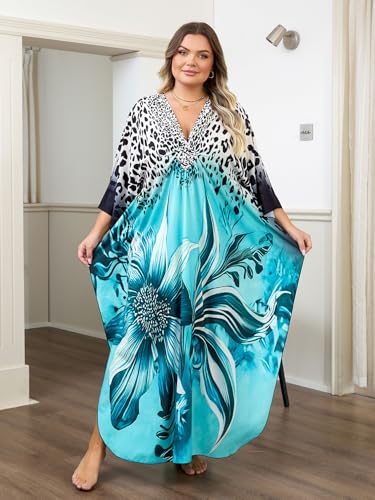 Image of Kaftan Dress for Women - Plus Size Caftan Maxi Beach Dress Moo Moos Loungewear, Swimsuit Cover Up for Beach, Pool or Vacation