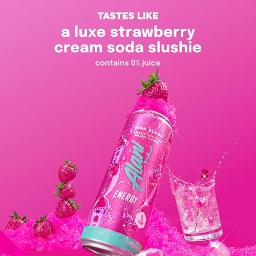 Image of Alani Nu PINK SLUSH, Sugar Free, Low Calorie Energy Drinks, 200mg Caffeine, Biotin, B Vitamins, Zero Sugar, 10 Calories, 12 Fl Oz Cans, 12 Pack