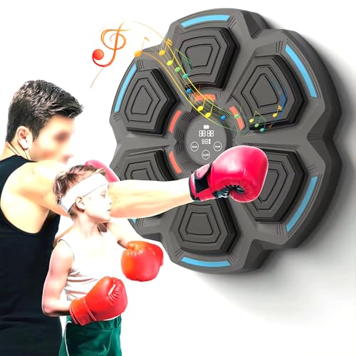 Cible de boxe musicale Bluetooth murale interactive noire avec LED RVB