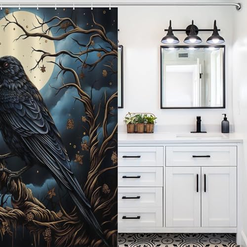 Rideau de douche oiseau mignon imperméable en polyester lavable 140x183cm
