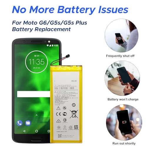 Image of GREEN FUSION Compatible with Moto G6 XT1925 / G5S / G5S Plus Cellphone Battery Replacement Kit HG30, Includes Repair Tools