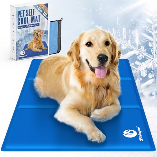 Shinyee® ペット ひんやりマット 犬 ベッド 夏 (XS-XXL)【ペット看護師監修】 クールマット 犬 猫 ペット 冷却マット 多用途 冷感ジェルマット 犬 ひんやりシート 暑さ対策 犬 熱中症対策 - ブルー、XXL：140x90CM