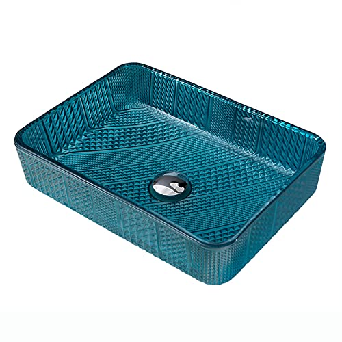 MYUYEE Lavabo sur Plan Vasque en Verre Vasque de Salle de Bain rectangulaire Vasque Artistique Vasque de comptoir,Évier Simple - Taille Unique