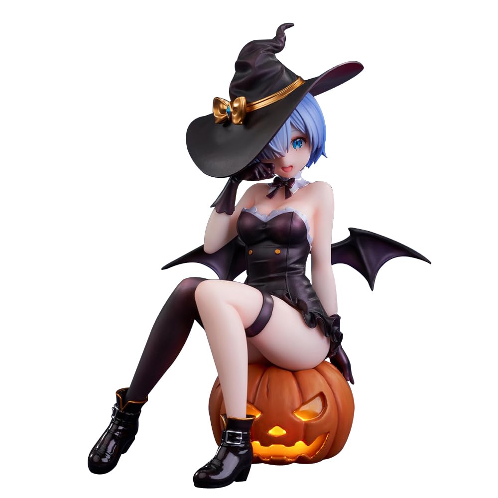 Tongyundacheng Anime Rem and Ram Figure Cute Manga Girl Action Figure Halloween Pumpkin Base Collectible Desktop Ornaments Anime PVC Decoration Gifts for Fans