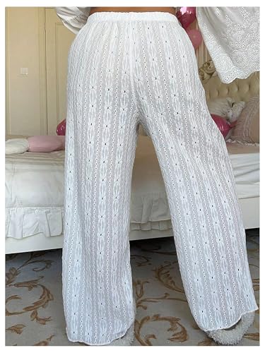 MakeMeChic Women's Plus Size Wide Leg Pants Elastic Waist Straight Summer Trousers3