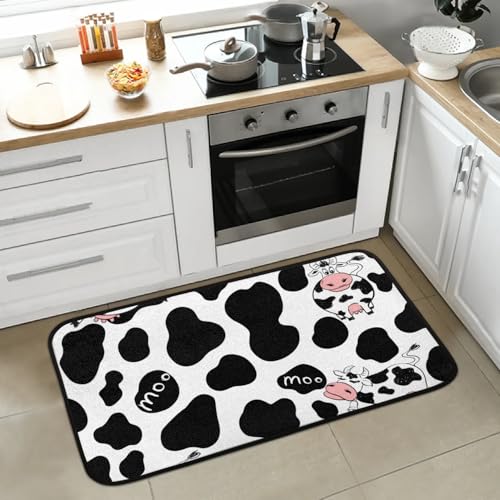 Funky Qiu Kitchen Mat, Animal Milk Cow Print Anti Fatigue Kitchen Mat for Floor,Non Slip Waterproof Comfort Floor Mat for Kitchen,House,Office,Sink, Laundry,39 * 20