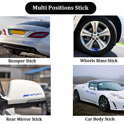 Image of Pincuttee 14pcs Car Decal Stickers,Wheel Rim Decal Sticker,Sport Logo Reflective Stickers,Sport Emblem Car Rear Bumper Sticker,Rear Mirror Decals for All Vehicles(Blue,14PCS)