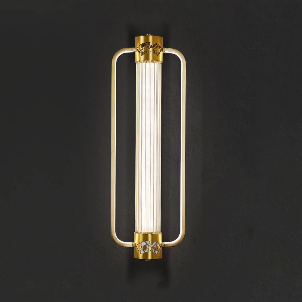 JYBNBBE LED Wall Lights with Glass Shade Home Brass Brushed Sconces Bedroom Living Room Lighting Fixture,Chandelier