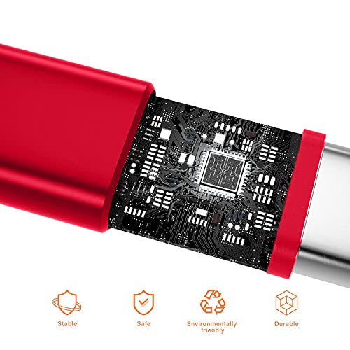 Image of BESTOR 3-in-1 Multi Charging Cable - Nylon Braided Fast Charging Cable for Android, iOS, Type-C Devices - Compatible with Smartphones & Tablets (Red)