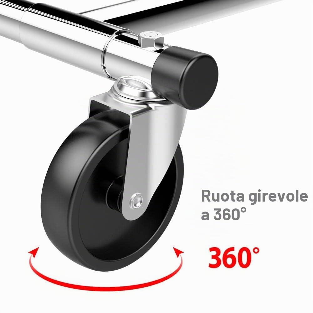 Yaheetech Stand Appendiabiti Metallo Doppia Asta Telescopica con Ruote | Dimensioni Telescopiche Regolabili, Attaccapanni Autoportante Stabile, Doppia Asta Pratica per Ingresso e Corridoio