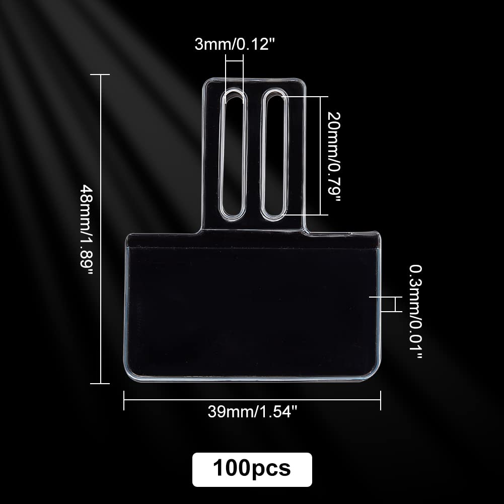 AHANDMAKER 100 pcs Porte-Étiquettes de Prix en Plastique Transparent pour la Monture de Lunettes, Mini Porte-Étiquettes Rectangulaires, Pochette de Protection de Carte Suspendue, Convient aux Montures