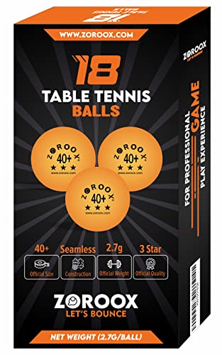 Zoroox 18 Premium Table Tennis Balls 3-Star White/Orange High Performance Ping Pong Balls - Experience The Perfect Balance Of Speed, Spin, And Control - The Choice Of Champions (Orange) #TOP7
