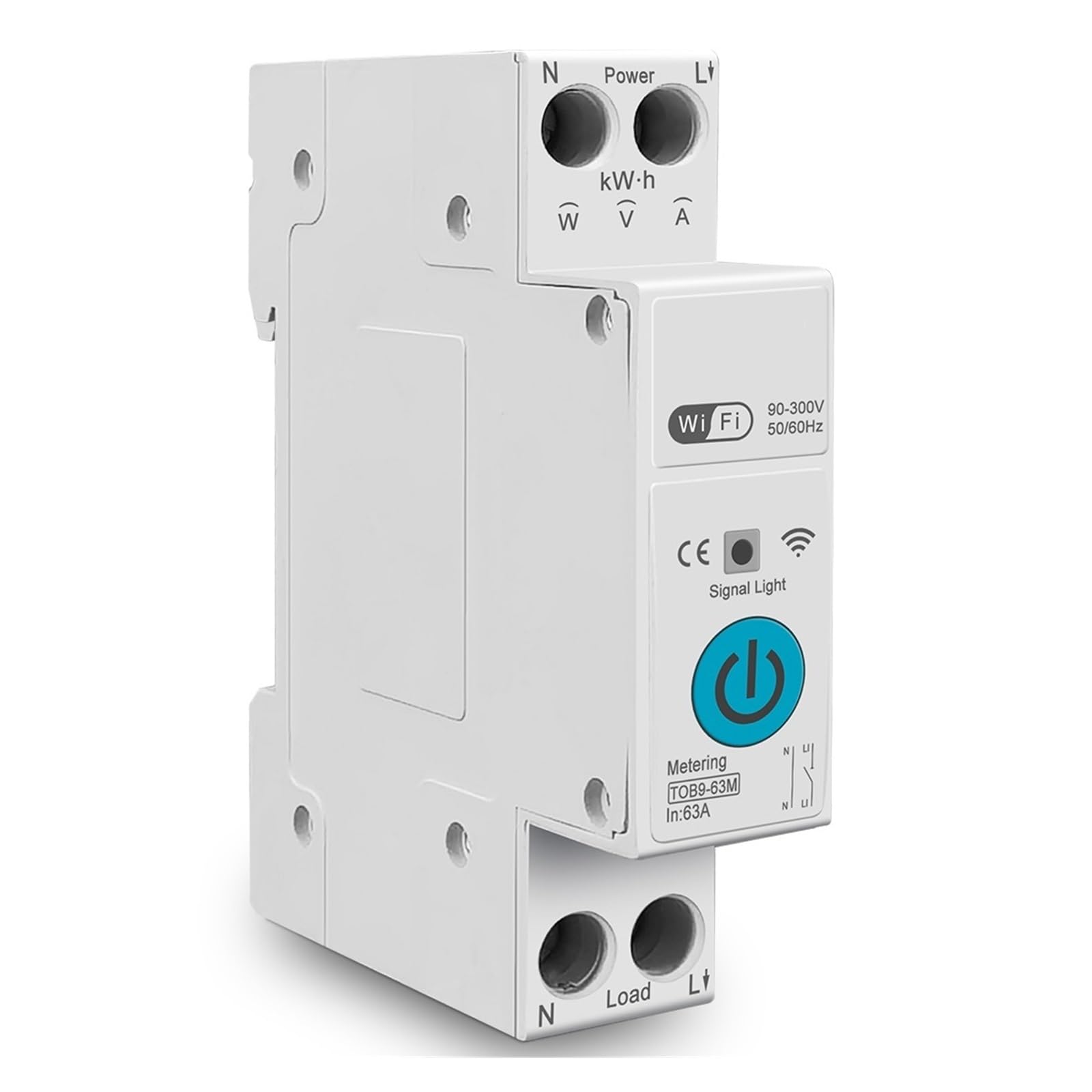 63A 1P + N WIFI Interruptor Inteligente Medidor De Energía Kwh Medición Monitoreo Temporizador Relé MCB TUYA Smartlife Protección Corriente Voltaje Monitoreo De EnergíA(TOB9-63M Metering,10A)