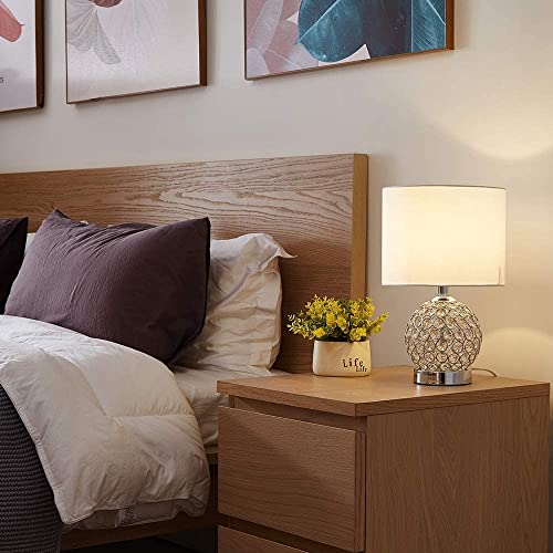 Sottae Classic Small Crystal Lamp Base Living Room Bedroom Table Lamp,Desk Lamp With White Fabric Shade #TOP3