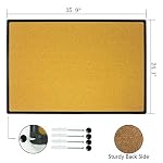 JILoffice Corkboard Bulletin Board 36 x 24 Notice Board, Black Aluminum Frame Wall Mounted Board for Office Home and School with 10 Push Pins - Image 2