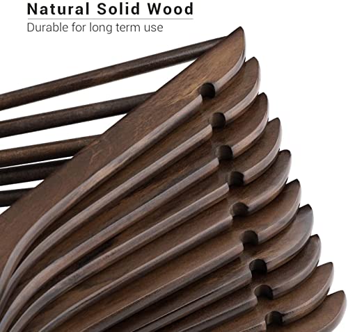 Image of WHISKET - Luxury Wooden Clothes Hangers, Premium Solid Wood Coat Hangers with Chrome Hooks | Durable Closet Organizer for Formal Wear & Everyday Clothing. (Walnut) [Pack of 12]