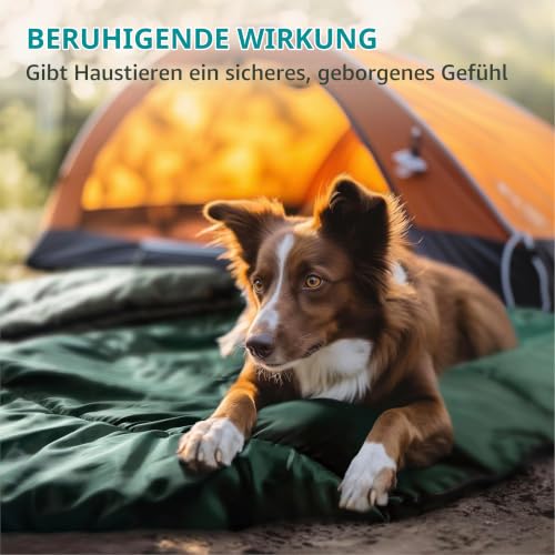 Navaris Hundeschlafsack - Hundematte Isomatte für den Außenbereich - Hundedecke flauschig für unterwegs - Outdoor Dog Bed - Grün