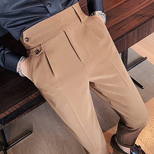 Men's Classic Fit Cotton Stretch Pants Flex Flat Front Straight Fit Pant Lightweight Sweatpants Chino Pant (31,Brown)3