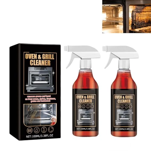 Limpiador de horno para parrilla, spray desengrasante de alto rendimiento, disuelve la grasa quemada quemada, acción rápida, sin humo, sin arañazos, para parrillas, microondas, freidoras, parrillas