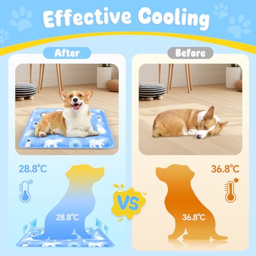 ITJMRJP Kühlmatte Hund Katze 2 Stück Kühlmatte für Hunde 40 x 50cm Hundekühlmatte Selbstkühlend Waschbar Hunde Kühldecke für Hund Klein und Katzen Dog Cooling Mat(C)