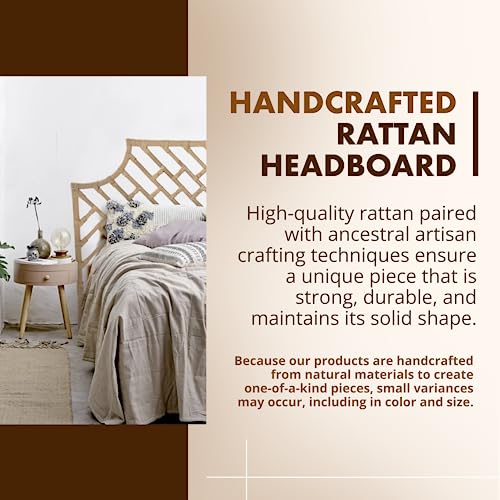 Kouboo Rattan Chippendal Headboard, California King Size, Handmade, Bedroom Furniture, Bohemian Decor, Headboard, Natural #TOP1