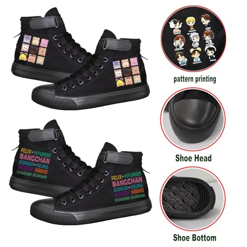 KPOP Skz Shoes Sneakers Felix Bang Chan Lee Know ChangBin Han I.N HyunJin Seungmin Hiphop High-Top Canvas Shoes2