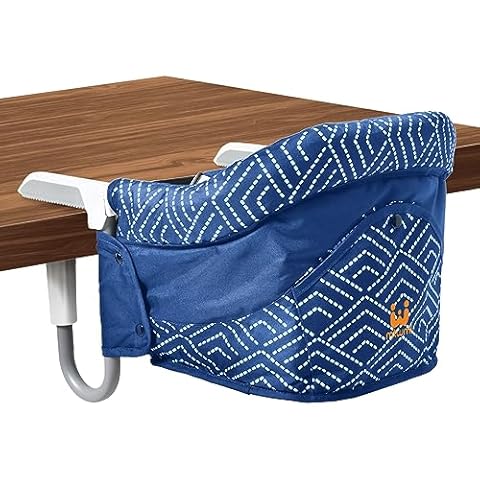 MTWML Portable High Chair for Table,Hook On High Chair That Attaches to Table,Space Saver Clip On Counter High Chair for Baby,Easy Clean Baby Feeding Seat with Carry Bag for Travel (Stripe-Blue) Cover