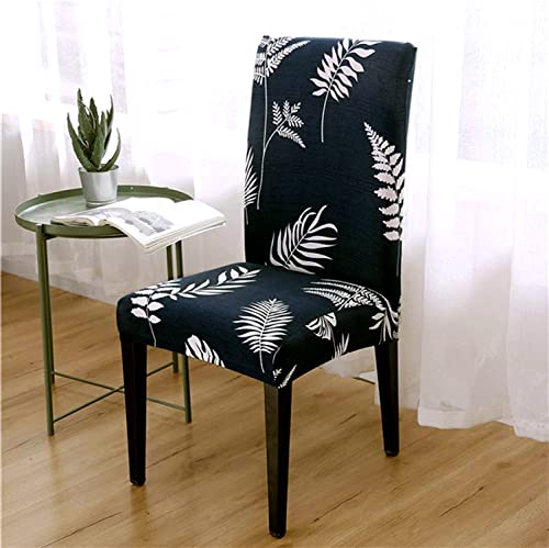 Image of House of Quirk Elastic Chair Cover Stretch Removable Washable Short Dining Chair Cover Protector Seat Slipcover (Pack of 1, Dark Blue Petals)