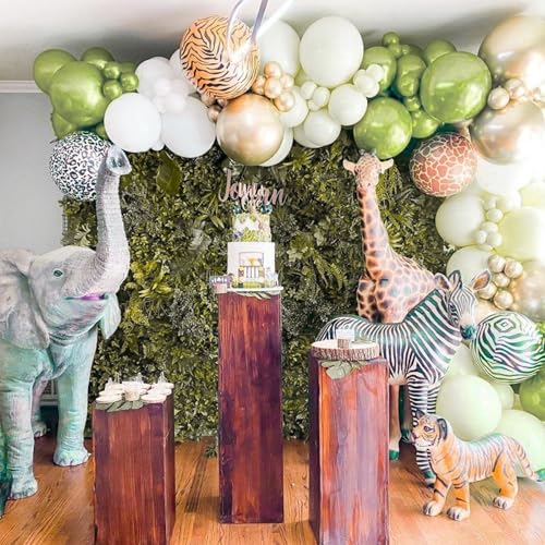 Image of PartyWoo Metallic Lime Green Balloons 140pcs Different Sizes Pack of 18 12 10 5 Inch Metallic Light Pastel Green Balloon Arch Kit for Spring Forest Theme Birthday Tea Party Decorations Green-G109