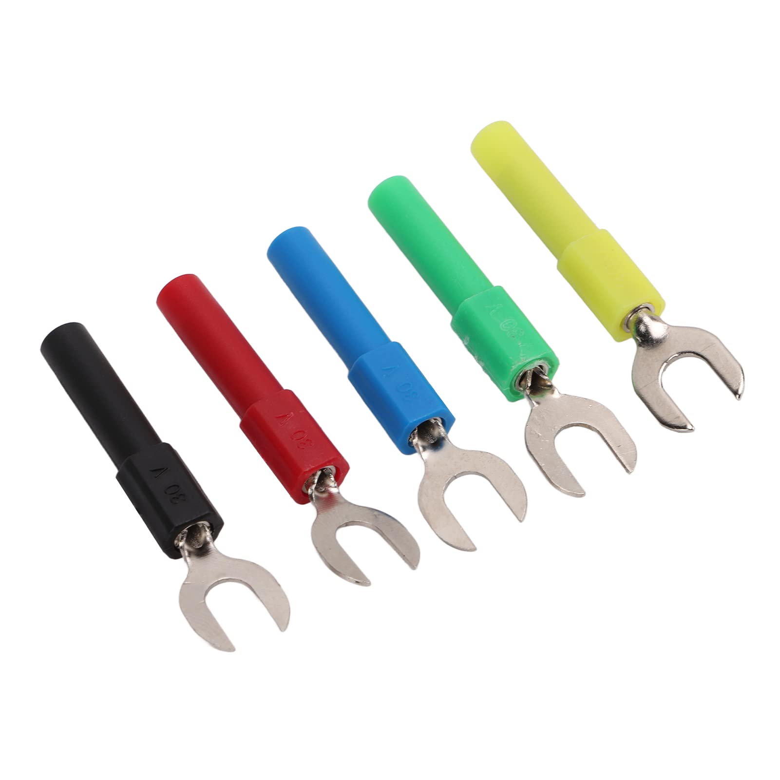 Respicefinem Electrical Fork Spade Wire Connector 13.0×9.0×2.0 10Pcs Fork Spade Wire Connectors PVC Brass Material Maximum. 10A 6Mm 0. 2In Y Type 4Mm