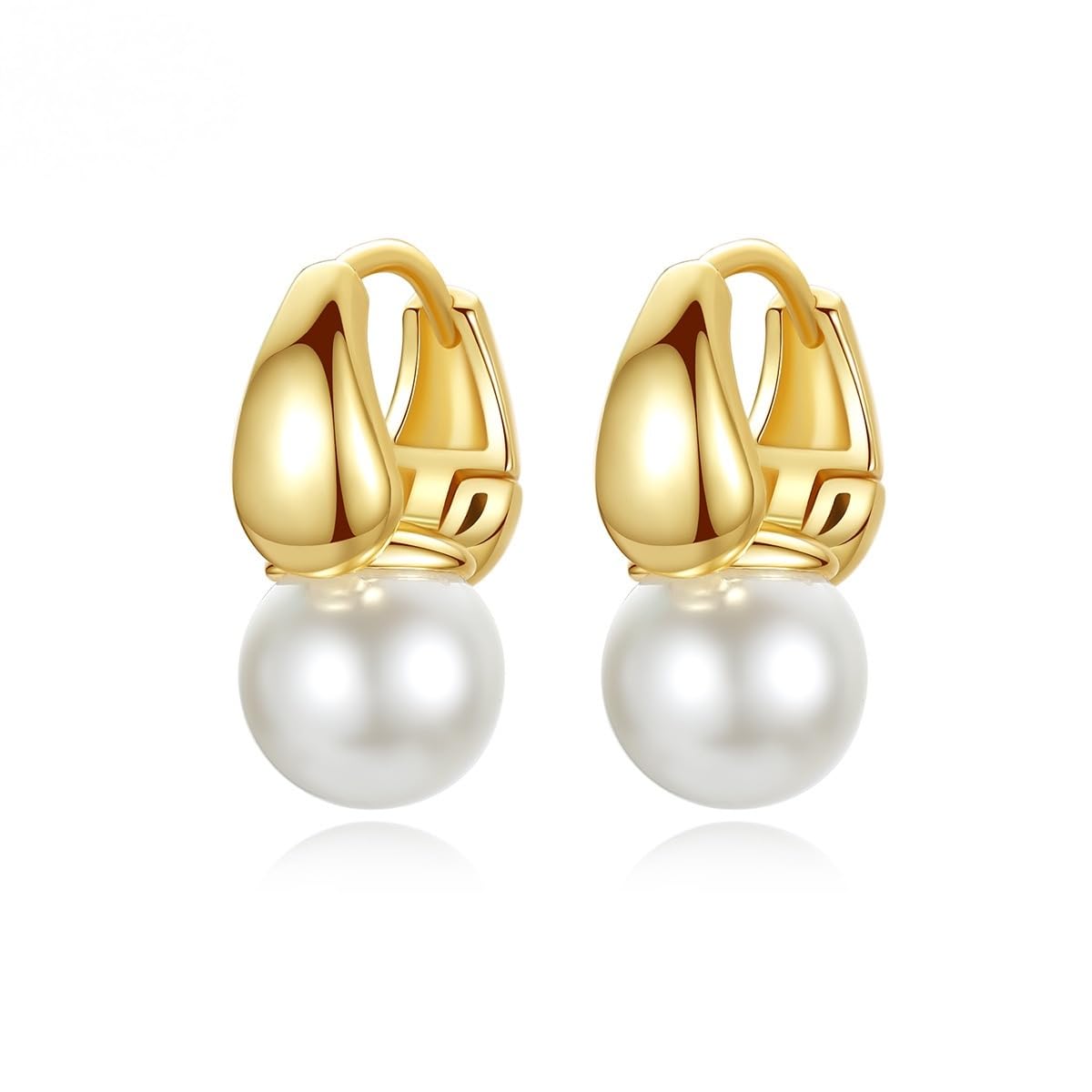 14K Gold Pearl Earrings for Women, Elegant Pearl Jewelry, Premium Gold Earrings for Gifts