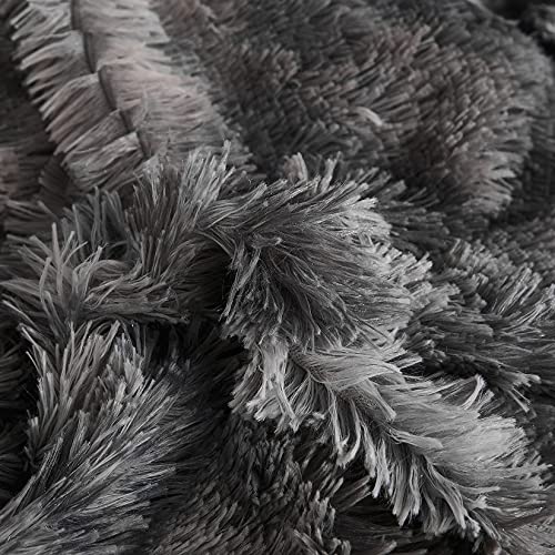 Werdim Shaggy Fluffy Tie Dye Duvet Cover Set Button Closure Velvety Bedding Set Comforter Cover With Pillowcases Tie Dye Dark Grey, Queen Size #TOP5