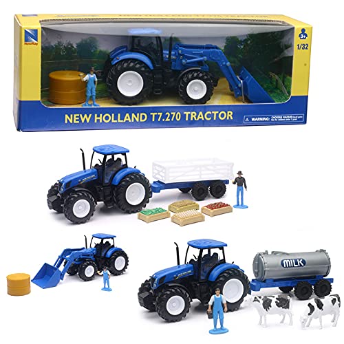 New Holland T7.270 Tractor Play Set, 1:32 Scale, with Milk Tanker, Cows and Farm Figure - This item is Assorted you will receiev 1 of the Assortment - Please see the attached pictures