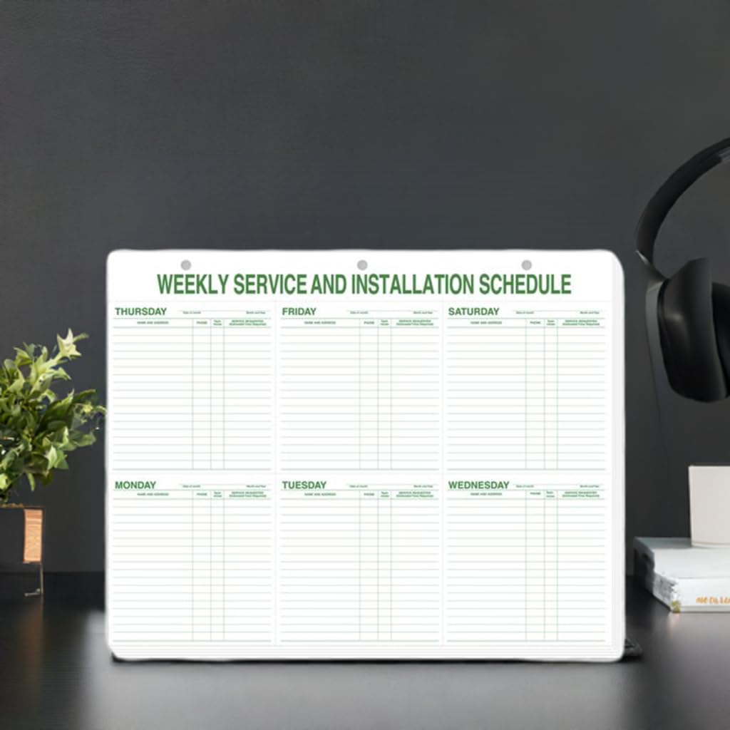 5Forms Weekly Service & Installation Schedule Pad Hole Punch 21 1/2 x 17