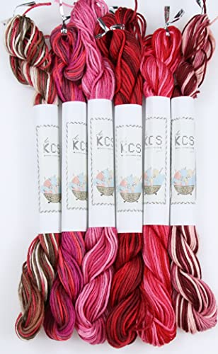 Image of KCS Big skeins of 25 Meters Size 25 Color Variegated Cross Stitch Stranded Threads,6 skeins,23