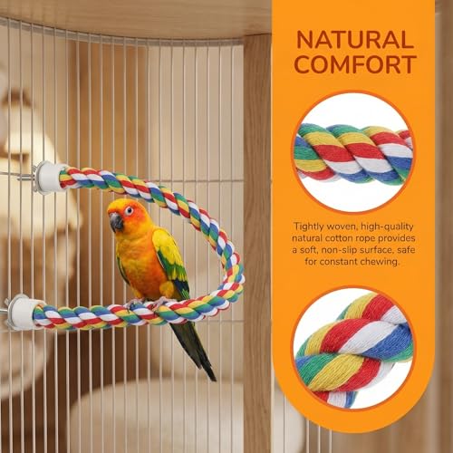 Image of iplusmile Bird Rope Perches, Cages Birds Rope Cage Accessories for Parrots, Cockatiels, Parakeets, Budgie, 41.3inch (Pack of 4)
